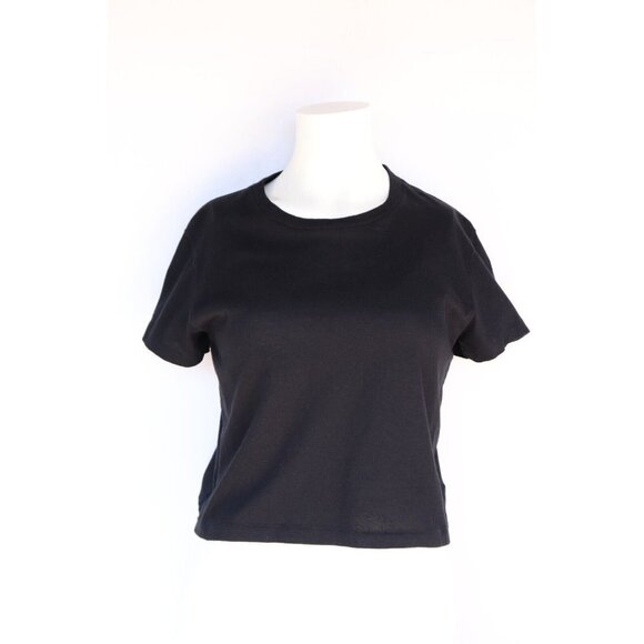 Denim Forum Women's Medium Black The Kate Crop Tee 100% Cotton Cropped T-Shirt - Picture 1 of 6